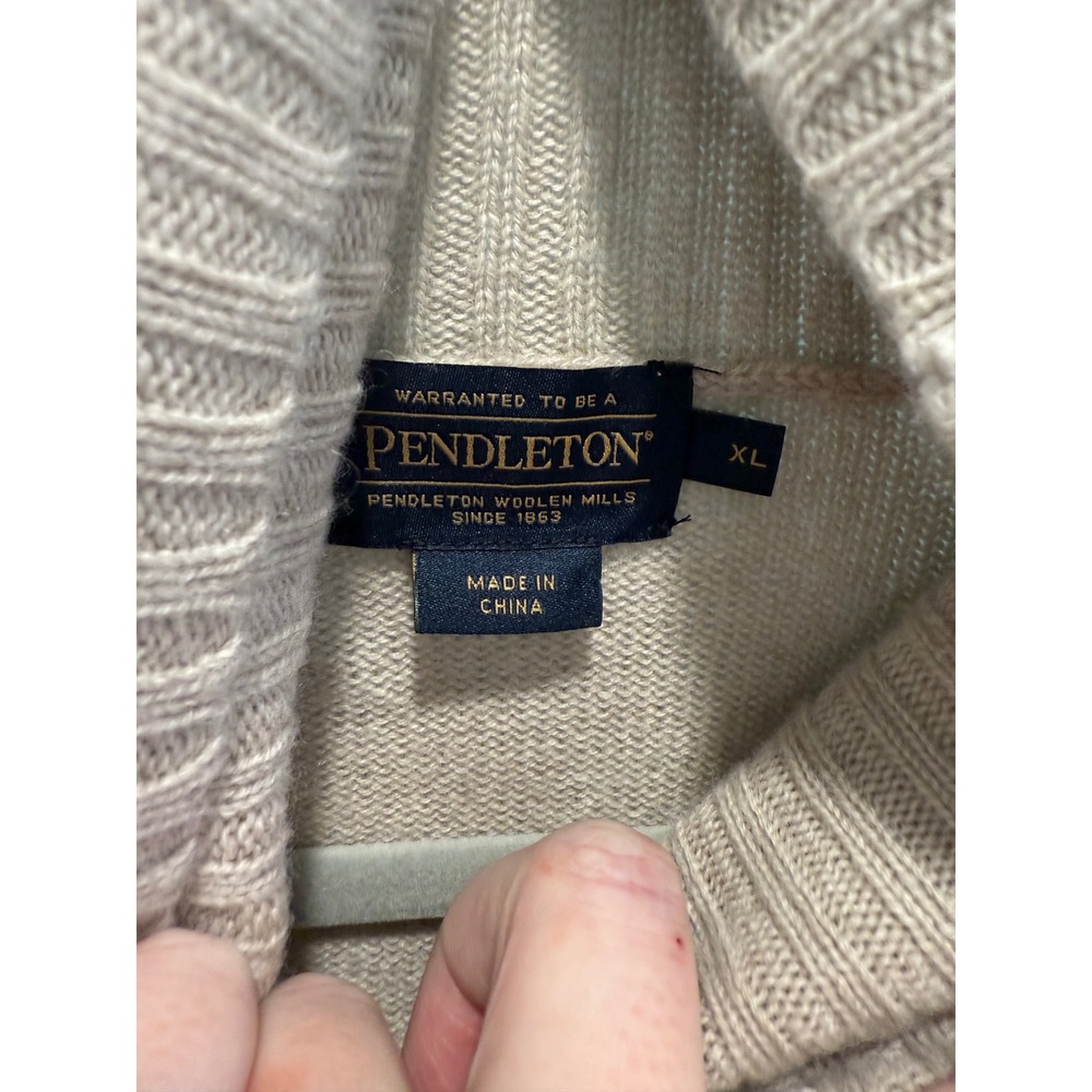 Pendleton Merino Wool Cashmere Turtleneck Sweater Beige Oatmeal XL TC450-87104 - Picture 4 of 9